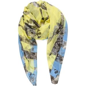MELIFLUOS DESIGNED IN SPAIN Scarf for Women Lightweight Floral Flower for Summer Fall Scarves Shawl Wrap(Valencia Collections 34 – Blue Yellow Floral)