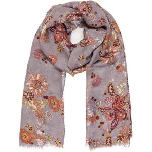 MELIFLUOS DESIGNED IN SPAIN Scarf for Women Lightweight Paisley Fashion for Summer Fall Scarves Shawl Wrap(Cordoba Collection 6 – Grey Floral)
