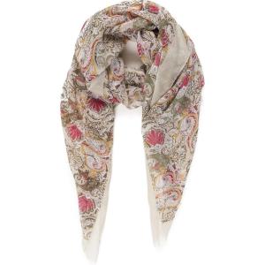 MELIFLUOS DESIGNED IN SPAIN Scarf for Women Lightweight Paisley Fashion for Summer Fall Scarves Shawl Wrap(Cordoba Collections 10 -Brown With Beige Border)