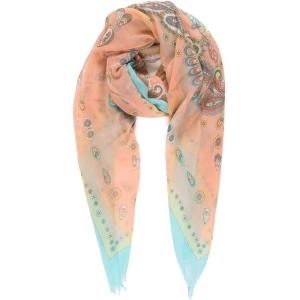 MELIFLUOS DESIGNED IN SPAIN Scarf for Women Lightweight Paisley Fashion for Summer Fall Scarves Shawl Wrap(Cordoba Collections 16 – Pink With Blue Border)