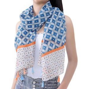 MELIFLUOS DESIGNED IN SPAIN Scarf for Women Lightweight Paisley Fashion for Summer Fall Scarves Shawl Wrap(Madrid Collections 53 – Blue Geometric)