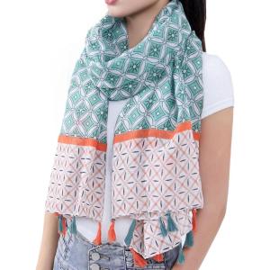 MELIFLUOS DESIGNED IN SPAIN Scarf for Women Lightweight Paisley Fashion for Summer Fall Scarves Shawl Wrap(Madrid Collections 53 – Green Geometric)