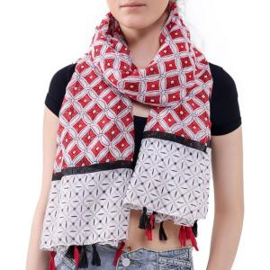 MELIFLUOS DESIGNED IN SPAIN Scarf for Women Lightweight Paisley Fashion for Summer Fall Scarves Shawl Wrap(Madrid Collections 53 – Red Geometric)