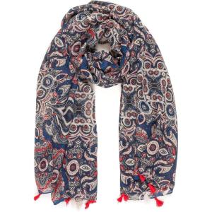 MELIFLUOS DESIGNED IN SPAIN Scarf for Women Lightweight Paisley Fashion for Summer Fall Scarves Shawl Wrap(Sevilla Collection 3 – Blue and Red)