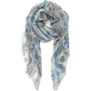 MELIFLUOS DESIGNED IN SPAIN Scarf for Women Lightweight Paisley Fashion for Summer Fall Scarves Shawl Wrap(Sevilla Collections 12 – Gray and Aqua)