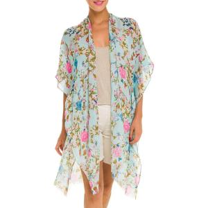 MELIFLUOS DESIGNED IN SPAIN Women’s Beach Cover Up Swimsuit Kimono Pareo Sarong Beach Wear Dress for Summer(Marbella Collection 1 – Aqua Floral Design)
