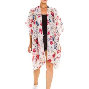 MELIFLUOS DESIGNED IN SPAIN Women’s Beach Cover Up Swimsuit Kimono Pareo Sarong Beach Wear Dress for Summer(Marbella Collection 1 – Beige Floral Design)