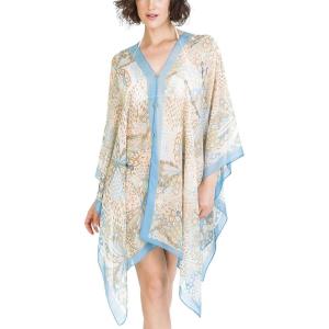 MELIFLUOS DESIGNED IN SPAIN Women’s Beach Cover Up Swimsuit Kimono Pareo Sarong Beach Wear Dress for Summer(Marbella Collection 2 – Blue and Beige)