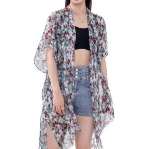 MELIFLUOS DESIGNED IN SPAIN Women’s Beach Cover Up Swimsuit Kimono Pareo Sarong Beach Wear Dress for Summer(Marbella Collection 2 – Teal Floral Pattern)