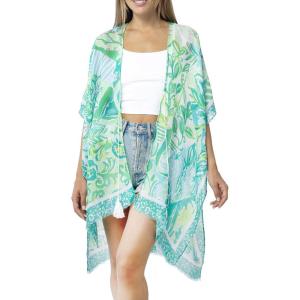 MELIFLUOS DESIGNED IN SPAIN Women’s Beach Cover Up Swimsuit Kimono Pareo Sarong Beach Wear Dress for Summer(Marbella Collection 4 – Floral Design Green)
