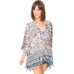 MELIFLUOS DESIGNED IN SPAIN Women’s Beach Cover Up Swimsuit Kimono Pareo Sarong Beach Wear Dress for Summer(Marbella Collections 21 – Blue Paisley)