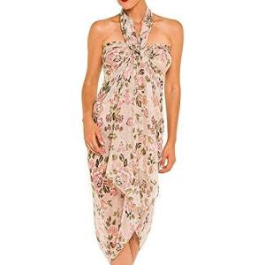 MELIFLUOS DESIGNED IN SPAIN Women’s Beach Cover Up Swimsuit Kimono Pareo Sarong Beach Wear Dress for Summer(Pareo Collection – Beige Floral)