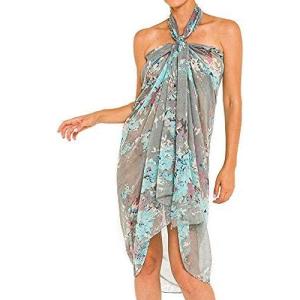 MELIFLUOS DESIGNED IN SPAIN Women’s Beach Cover Up Swimsuit Kimono Pareo Sarong Beach Wear Dress for Summer(Pareo Collection – Gray Floral)