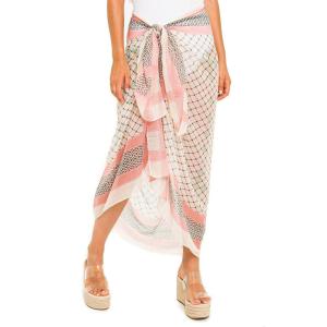MELIFLUOS DESIGNED IN SPAIN Women’s Beach Cover Up Swimsuit Kimono Pareo Sarong Beach Wear Dress for Summer(Pareo Collection – Pink Geometric)