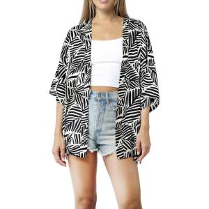 MELIFLUOS DESIGNED IN SPAIN Women’s Beach Cover Up Swimsuit Kimono Pareo Sarong Beach Wear Dress for Summer(Retiro Collection 3 – Black White Leaf)