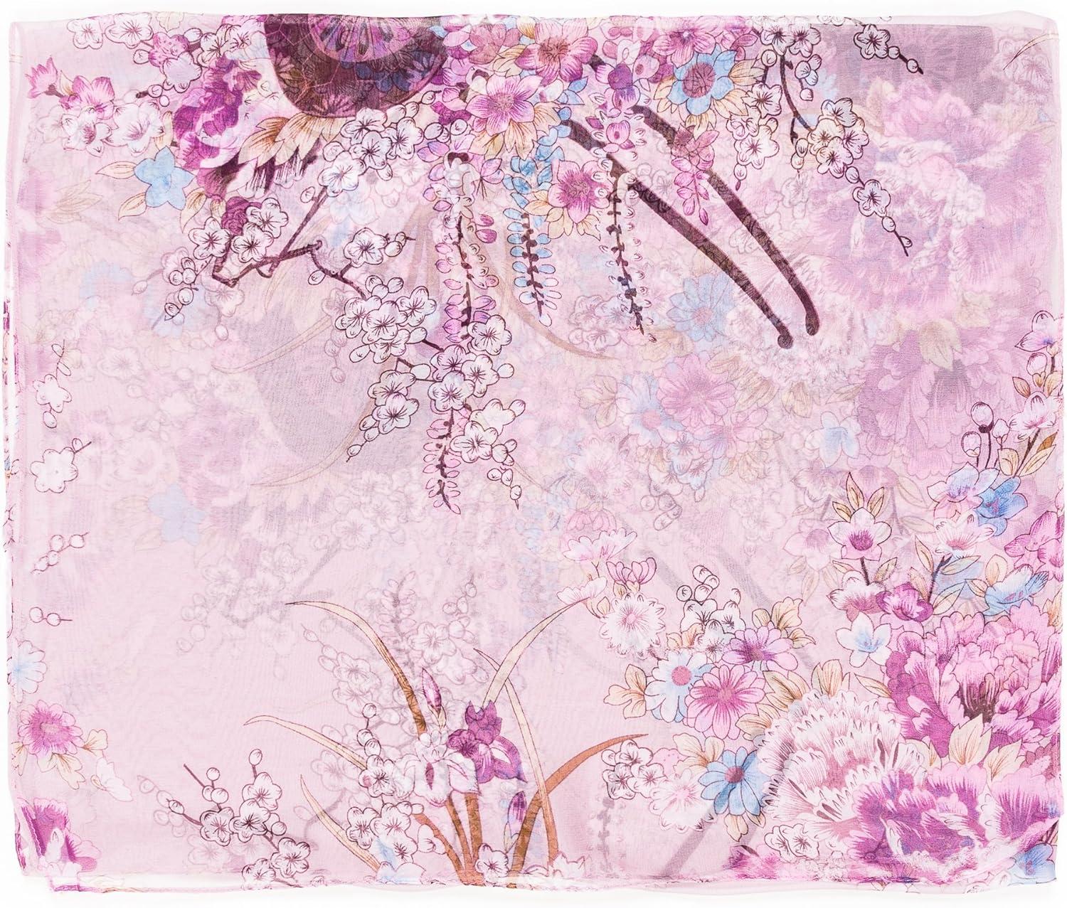 imageScarf for Women Lightweight Sheer Fashion Scarves for Summer Fall Shawl Wraps VeilAlicante Collection 9 Purple Floral