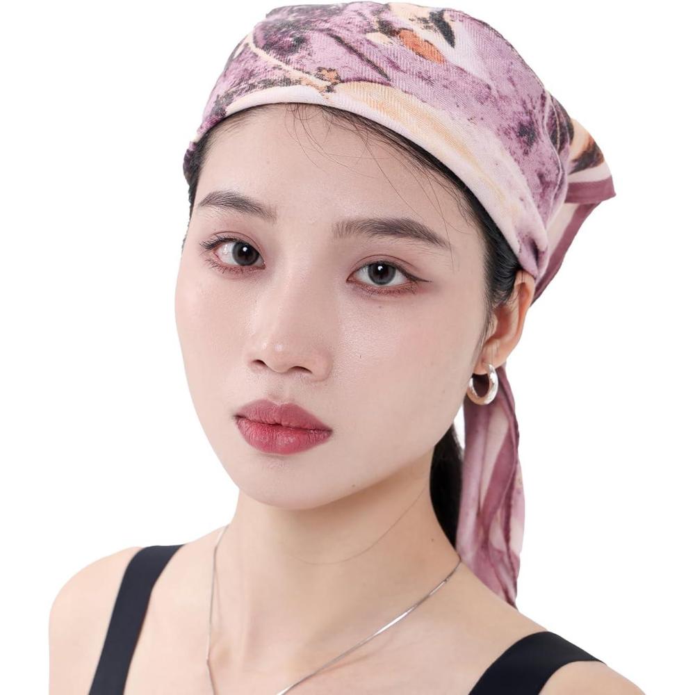 imageHead Scarf for Women 26 x 26 inches No Slippery Square Scarf for Hair Wrap Night and SleepJaen Collection 9  Pink Abstract