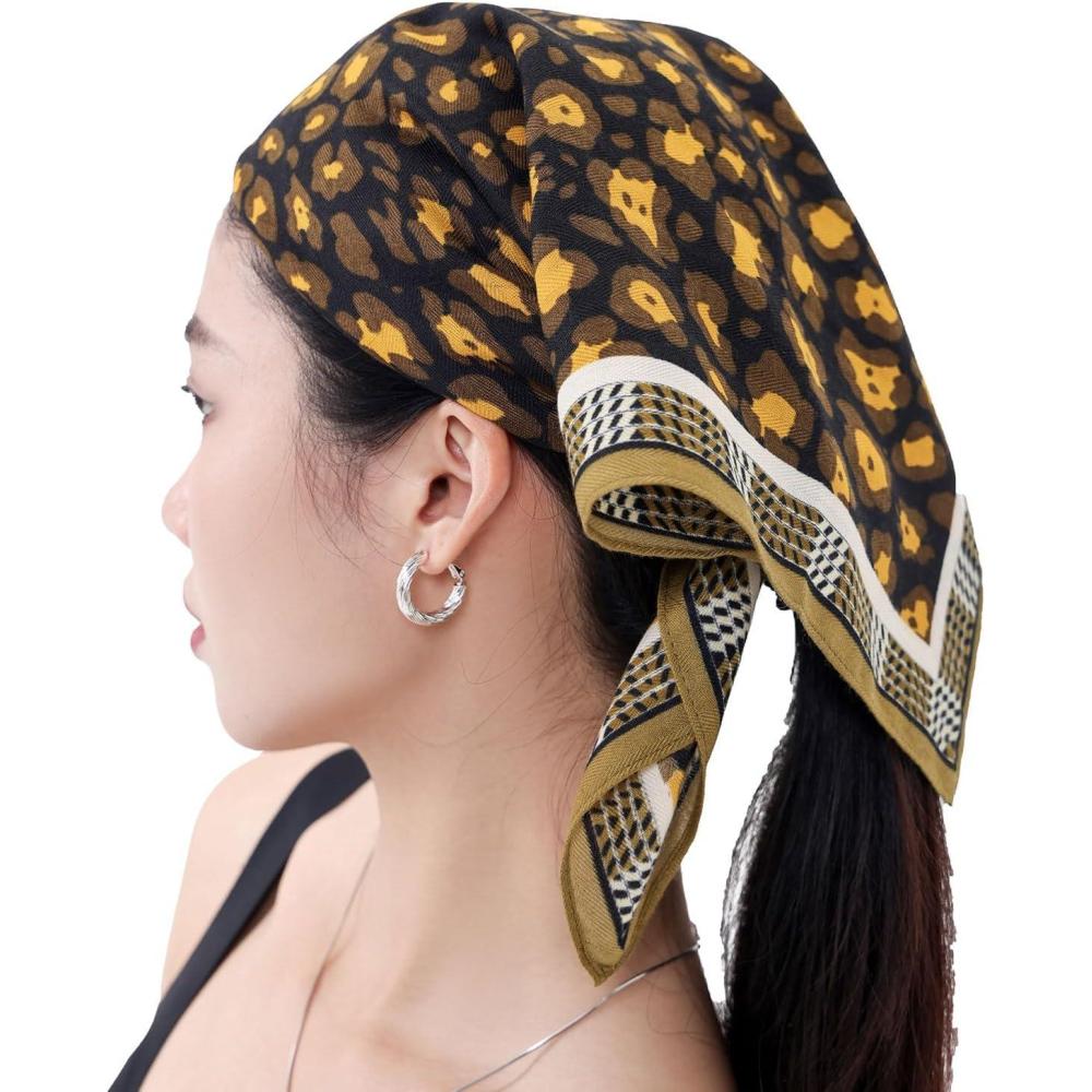 imageHead Scarf for Women 26 x 26 inches No Slippery Square Scarf for Hair Wrap Night and SleepJaen Collections 11  Leopard
