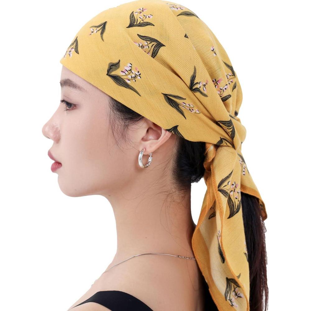 imageHead Scarf for Women 26 x 26 inches No Slippery Square Scarf for Hair Wrap Night and SleepJaen Collections 12  Yellow Flower