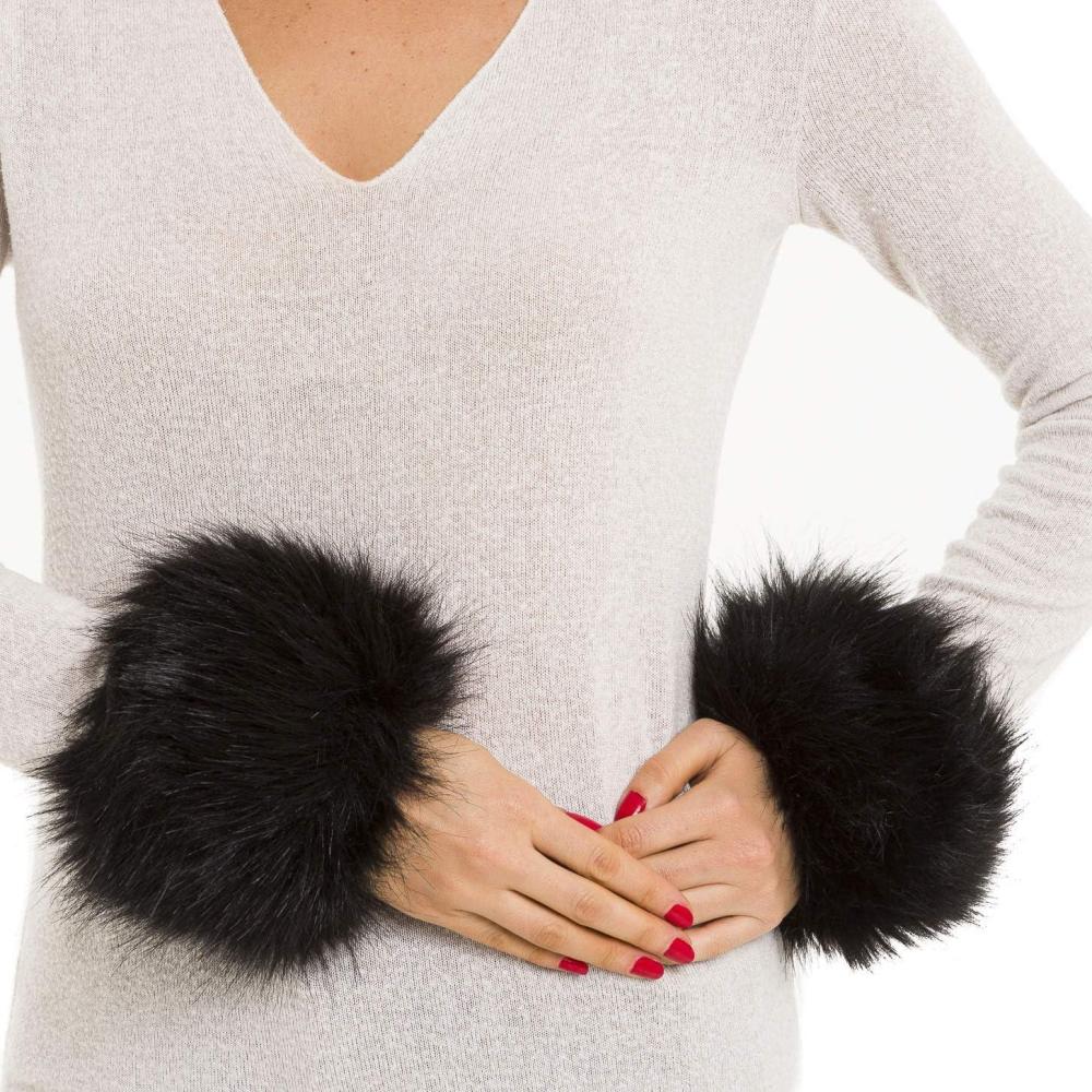 imageMELIFLUOS DESIGNED IN SPAIN Faux Fur Wrist Cuffs Warmer for Women Arm Band Fashion Accessory For Fall Winter