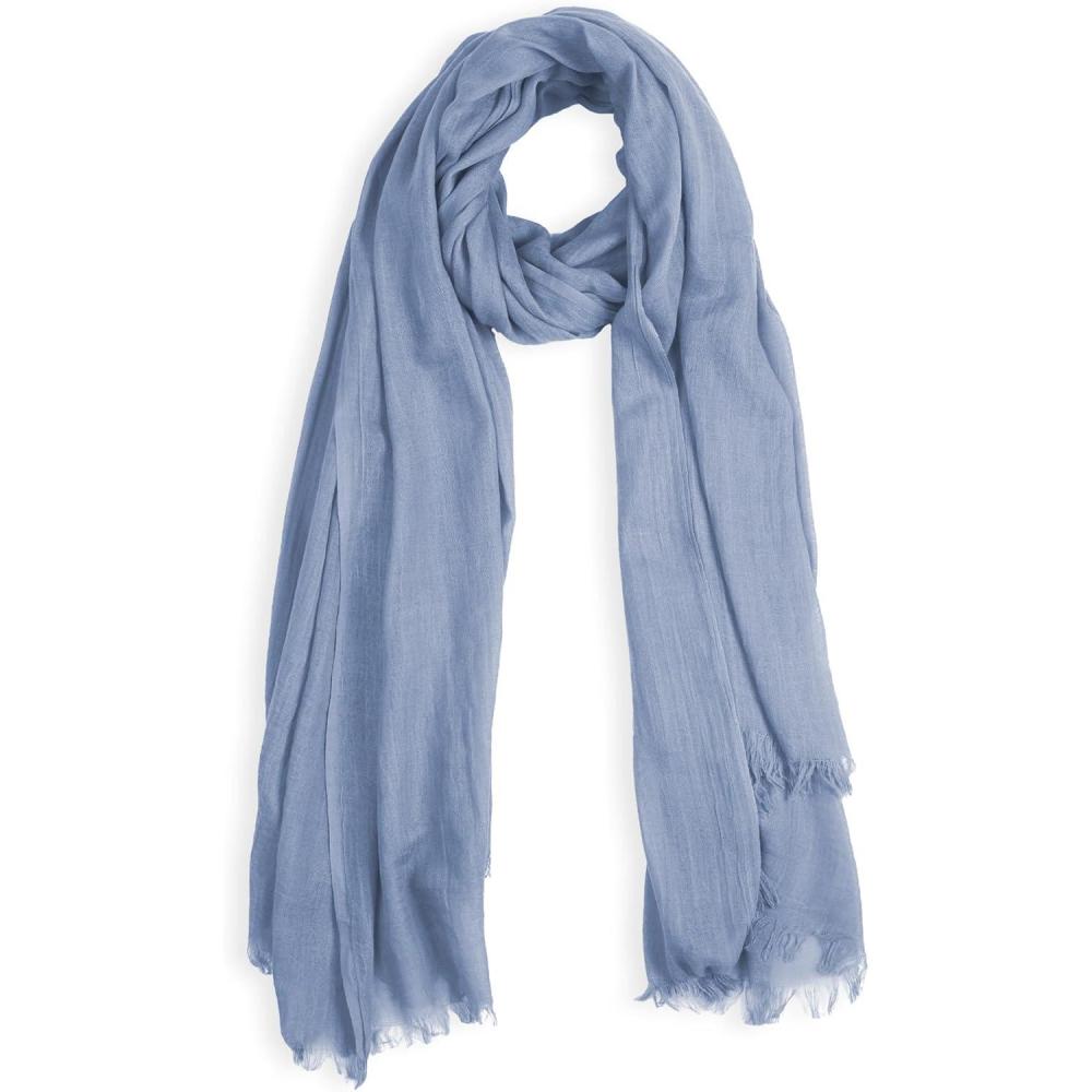 imageMELIFLUOS DESIGNED IN SPAIN Scarf for Women Lightweight Long Soft Scarves with Fringes Shawl for Summer FallMillana Collection  Lilac Blue
