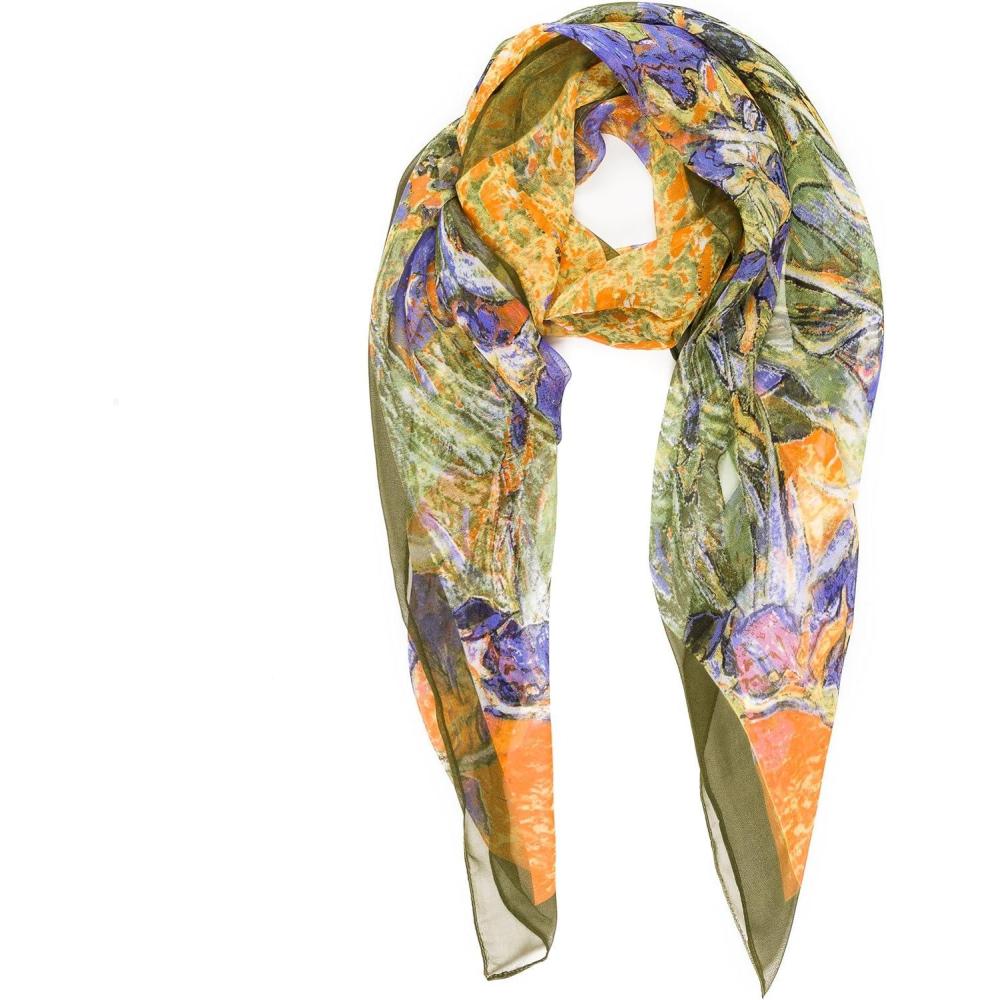 imageScarf for Women Lightweight Sheer Fashion Scarves for Summer Fall Shawl Wraps VeilAlicante Collection 7  Green Paint Design