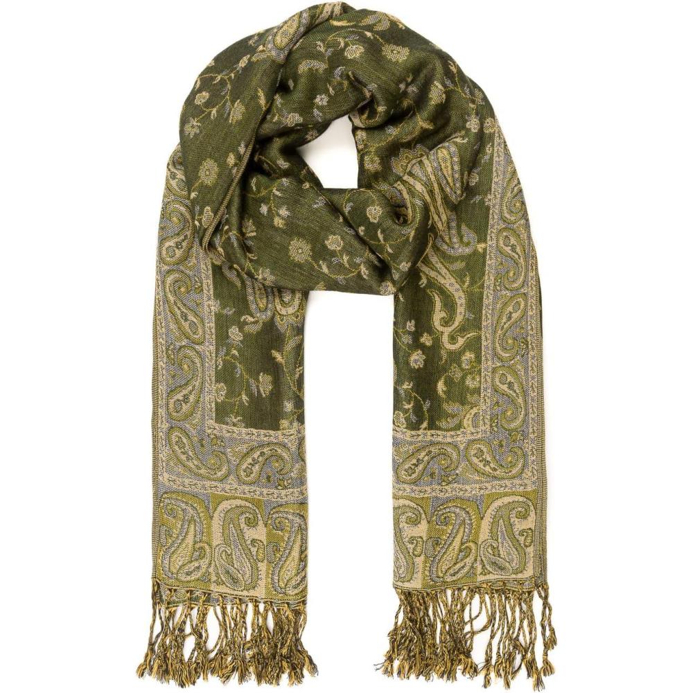 imageScarf for Women Spanish Design Elegant Long Shawl Scarves for Summer FallBaza Collection  Army Green Paisley