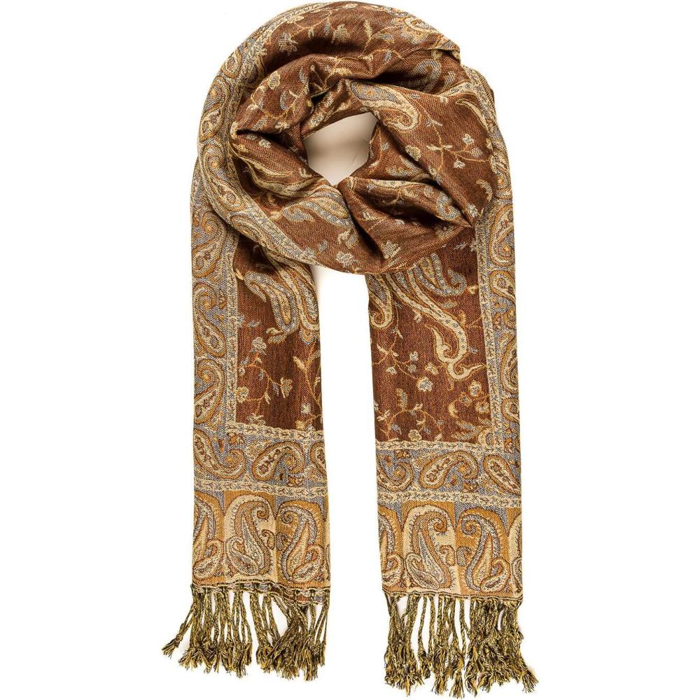 imageScarf for Women Spanish Design Elegant Long Shawl Scarves for Summer FallBaza Collection  Chocolate Paisley