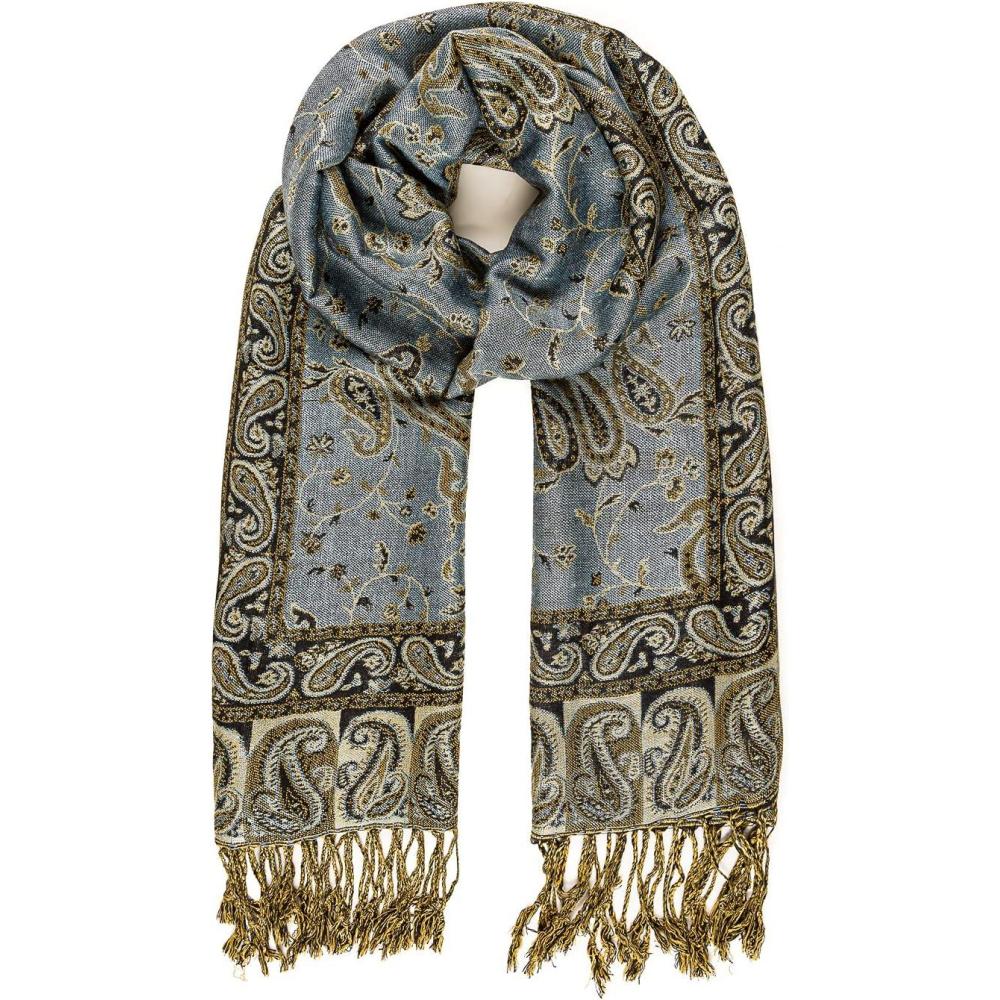 imageScarf for Women Spanish Design Elegant Long Shawl Scarves for Summer FallBaza Collection  Light Blue Paisley Ii
