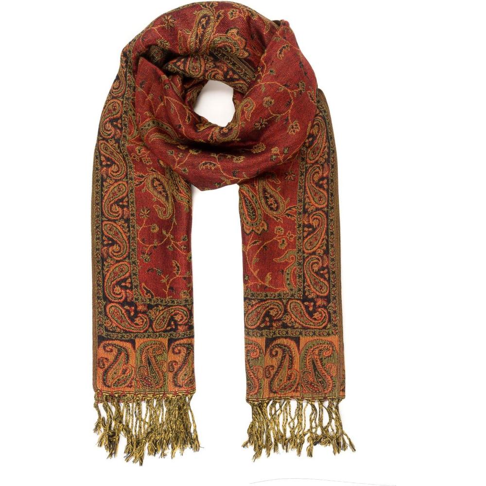 imageScarf for Women Spanish Design Elegant Long Shawl Scarves for Summer FallBaza Collection  Rusty Red Paisley