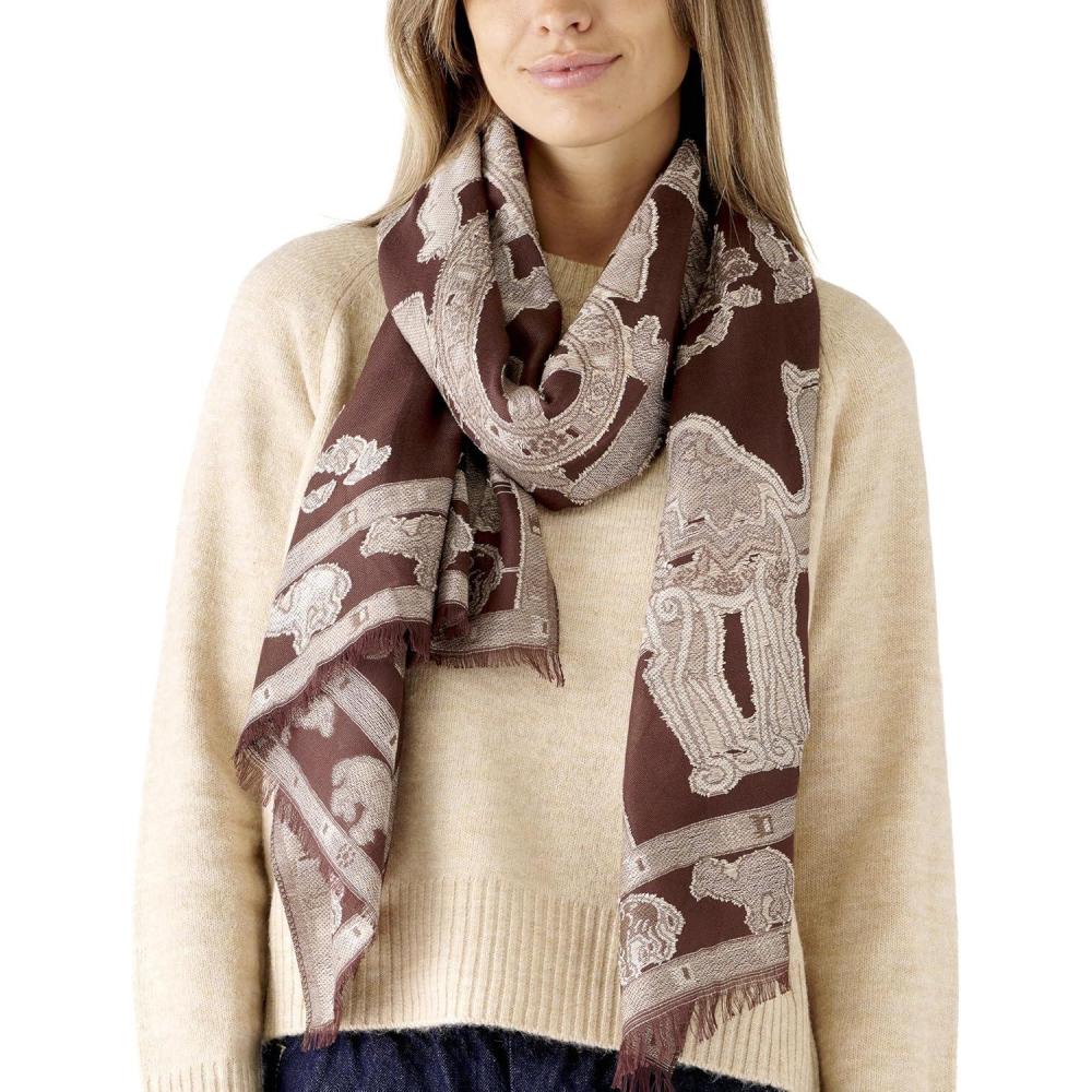 imageScarf for Women Spanish Design Elegant Long Shawl Scarves for Summer FallClares Collection  Camel Design Brown