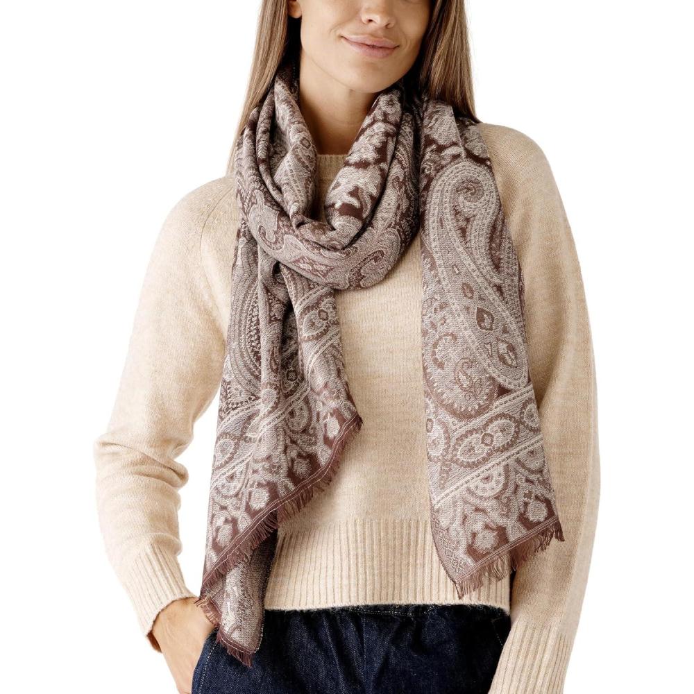 imageScarf for Women Spanish Design Elegant Long Shawl Scarves for Summer FallClares Collection  Paisley Design Beige