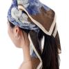 Head Scarf for Women 26 x 26 inches No Slippery Square Scarf for Hair Wrap, Night and Sleep(Jaen Collections 13 – Blue Flower)