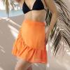 MELIFLUOS DESIGNED IN SPAIN Women’s Short Sarong Beach Skirt Breathable Lightweight Pareo Wrap Bikini Swimsuit Cover Up(Denia Collection 1 – Solid Color Orange)