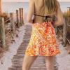 MELIFLUOS DESIGNED IN SPAIN Women’s Short Sarong Beach Skirt Breathable Lightweight Pareo Wrap Bikini Swimsuit Cover Up(Denia Collection 2 – Paisley Orange)