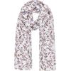 Scarf for Women Lightweight Silk Feel Summer Fall Oblong Fashion Scarves Shawl(Jaen Collection 5 – Light Gray With Red Floral)