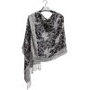 Scarf for Women Spanish Design Elegant Long Shawl Scarves for Summer Fall(Baza Collection – Black and White Paisley)