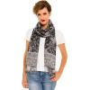 Scarf for Women Spanish Design Elegant Long Shawl Scarves for Summer Fall(Baza Collection – Black and White Paisley)