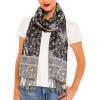 Scarf for Women Spanish Design Elegant Long Shawl Scarves for Summer Fall(Baza Collection – Black and White Paisley)