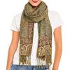 Scarf for Women Spanish Design Elegant Long Shawl Scarves for Summer Fall(Baza Collection – Light Green Paisley)