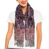 Scarf for Women Spanish Design Elegant Long Shawl Scarves for Summer Fall(Baza Collection – Navy Paisley)