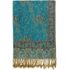 Scarf for Women Spanish Design Elegant Long Shawl Scarves for Summer Fall(Baza Collection – Peacock Blue Paisley)