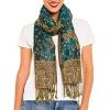 Scarf for Women Spanish Design Elegant Long Shawl Scarves for Summer Fall(Baza Collection – Teal Paisley)