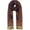 Scarf for Women Spanish Design Elegant Long Shawl Scarves for Summer Fall(Baza Collection – Navy Beige Paisley)