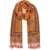 Scarf for Women Spanish Design Elegant Long Shawl Scarves for Summer Fall(Baza Collection – Orange Paisley)