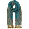Scarf for Women Spanish Design Elegant Long Shawl Scarves for Summer Fall(Baza Collection – Peacock Blue Paisley)