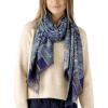 Scarf for Women Spanish Design Elegant Long Shawl Scarves for Summer Fall(Clares Collection – Floral Pattern Navy)