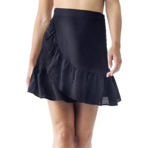 MELIFLUOS DESIGNED IN SPAIN Women’s Short Sarong Beach Skirt Breathable Lightweight Pareo Wrap Bikini Swimsuit Cover Up(Denia Collection 1 – Solid Color Black)