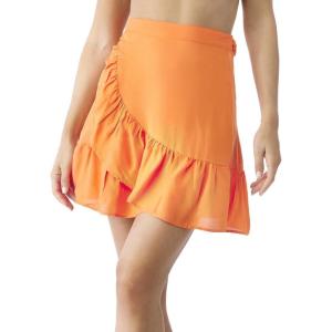 MELIFLUOS DESIGNED IN SPAIN Women’s Short Sarong Beach Skirt Breathable Lightweight Pareo Wrap Bikini Swimsuit Cover Up(Denia Collection 1 – Solid Color Orange)