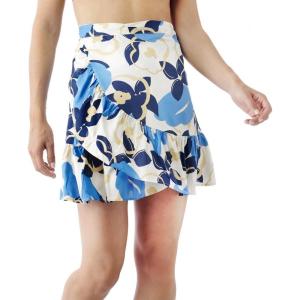 MELIFLUOS DESIGNED IN SPAIN Women’s Short Sarong Beach Skirt Breathable Lightweight Pareo Wrap Bikini Swimsuit Cover Up(Denia Collection 4 – Flower Blue)